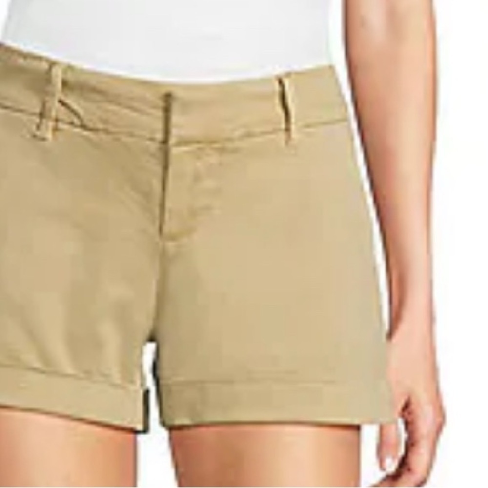 New York & Company Tan Bermuda Shorts Tailored Cotton Blend